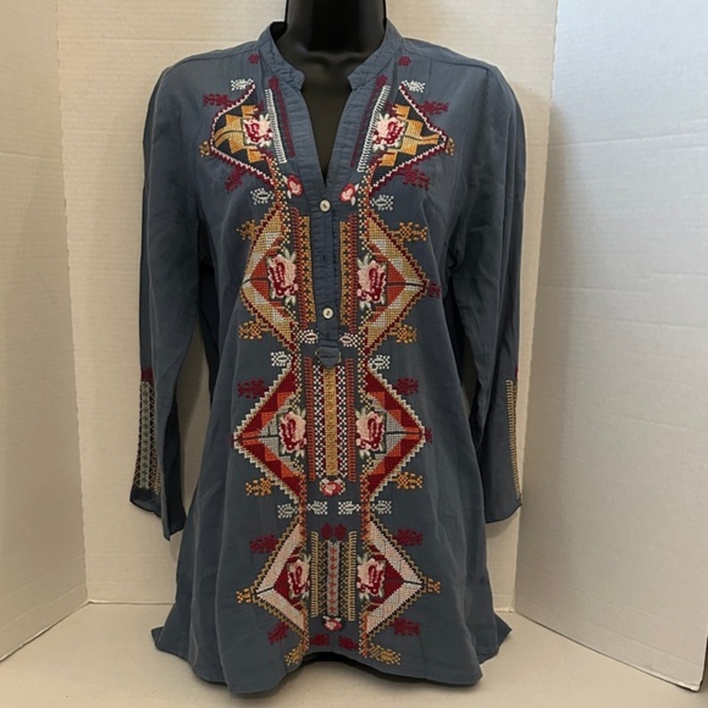 Johnny Was/ 3J Workshop collection embroidered tunic top their Small